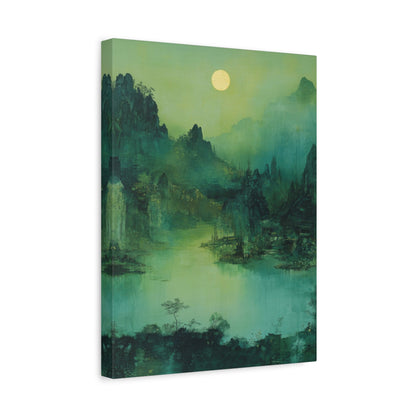 Chinese Moonlit Mountains - Landscape Wall Art - Aestheticanvas