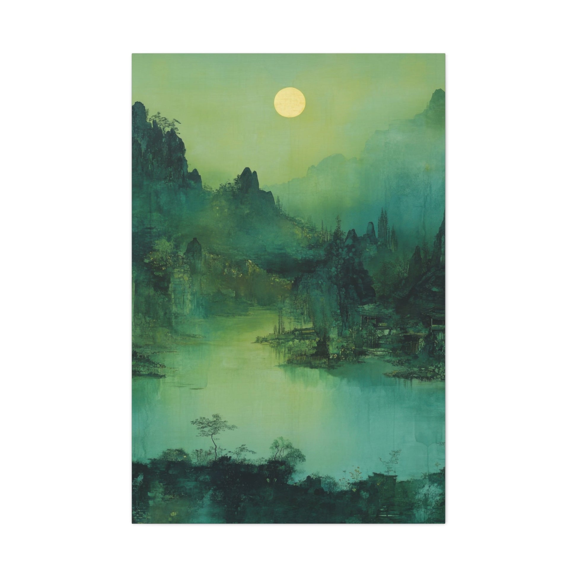 Chinese Moonlit Mountains - Landscape Wall Art - Aestheticanvas