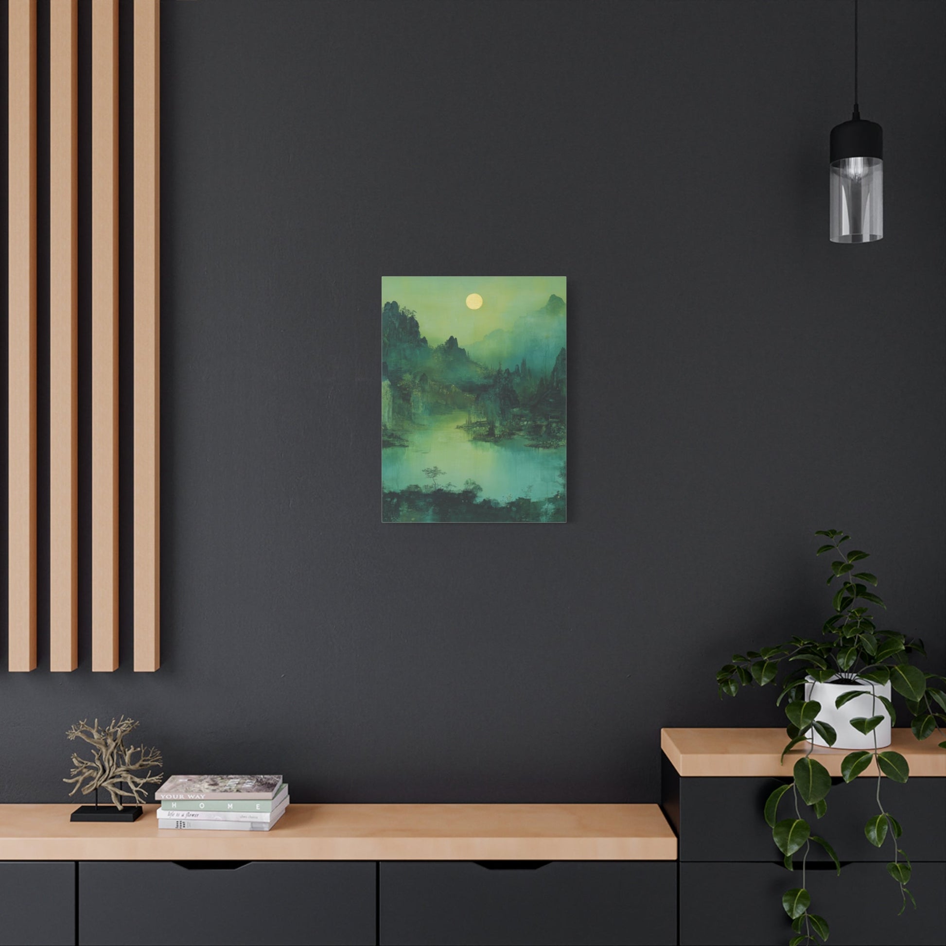 Chinese Moonlit Mountains - Landscape Wall Art - Aestheticanvas