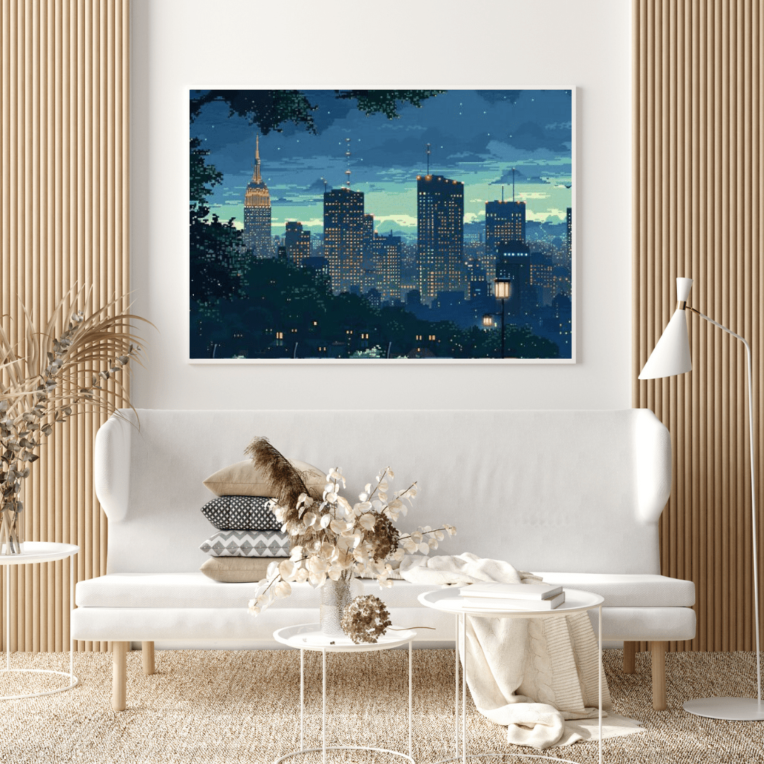 Cityscape Gaming Serenity - Pixel Art Wall Art - Aestheticanvas