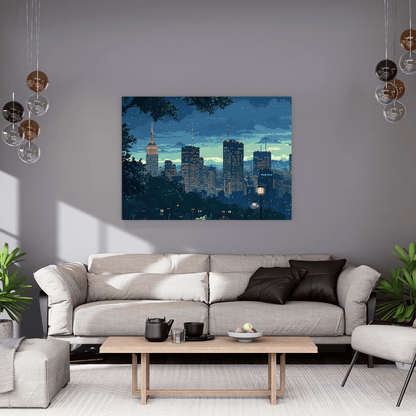 Cityscape Gaming Serenity - Pixel Art Wall Art - Aestheticanvas