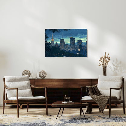 Cityscape Gaming Serenity - Pixel Art Wall Art - Aestheticanvas