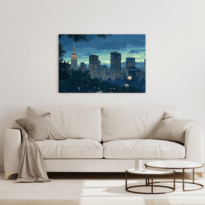 Cityscape Gaming Serenity - Pixel Art Wall Art - Aestheticanvas