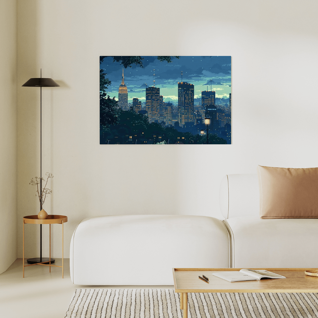 Cityscape Gaming Serenity - Pixel Art Wall Art - Aestheticanvas