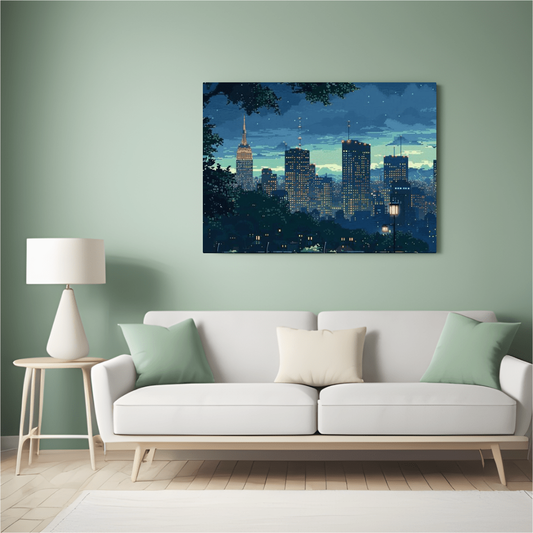 Cityscape Gaming Serenity - Pixel Art Wall Art - Aestheticanvas