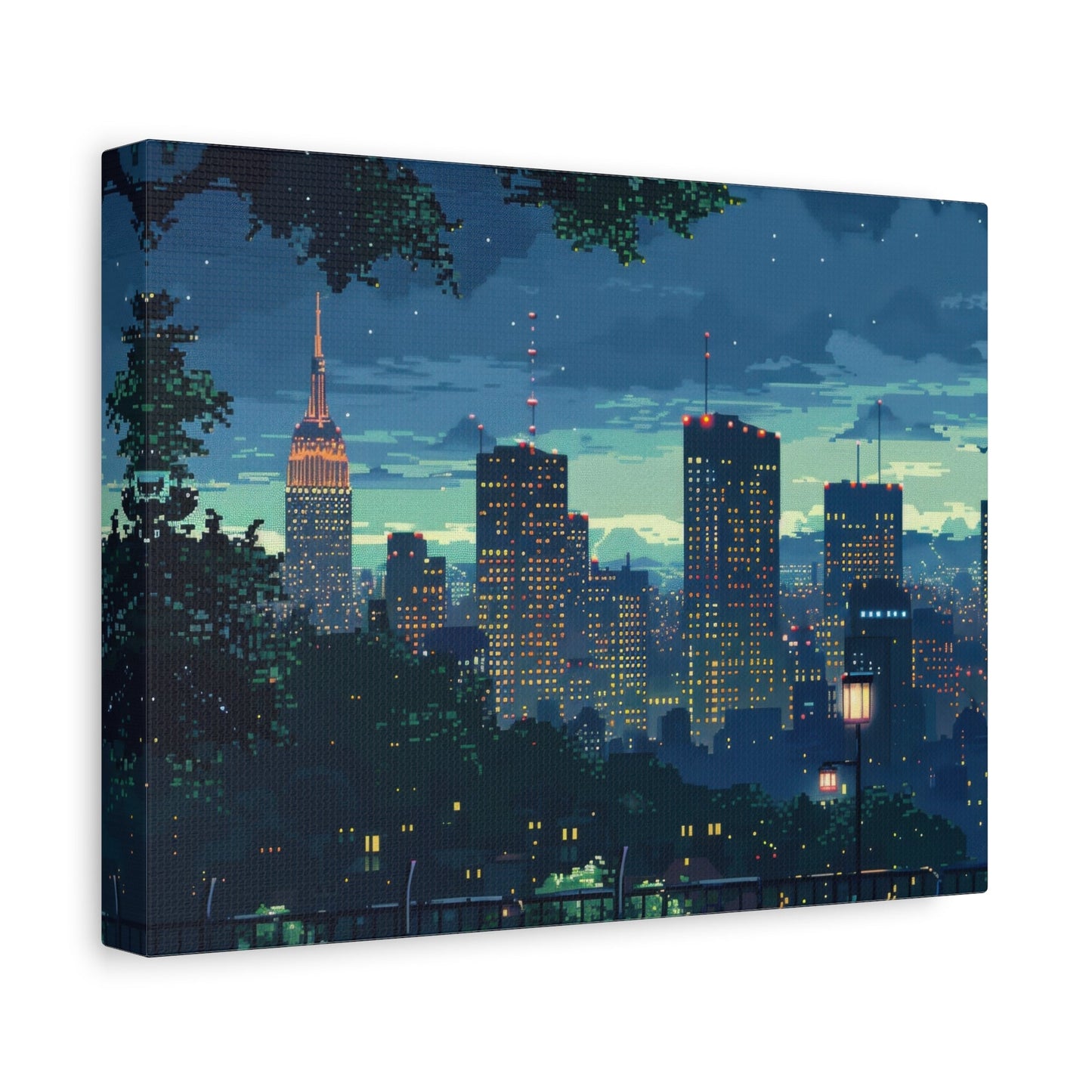 Cityscape Gaming Serenity - Pixel Art Wall Art - Aestheticanvas