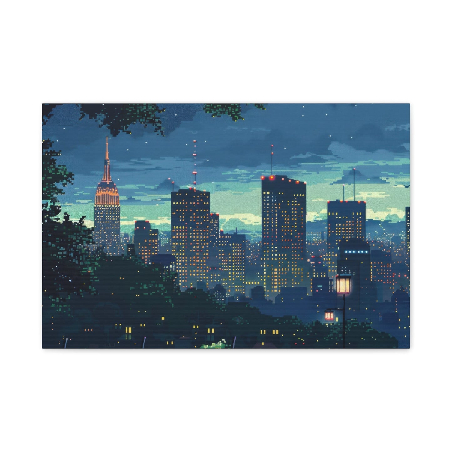 Cityscape Gaming Serenity - Pixel Art Wall Art - Aestheticanvas