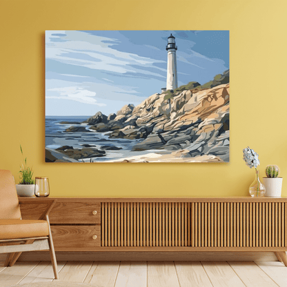 Coastal Lighthouse Vista - Seascape Wall Art - Aestheticanvas