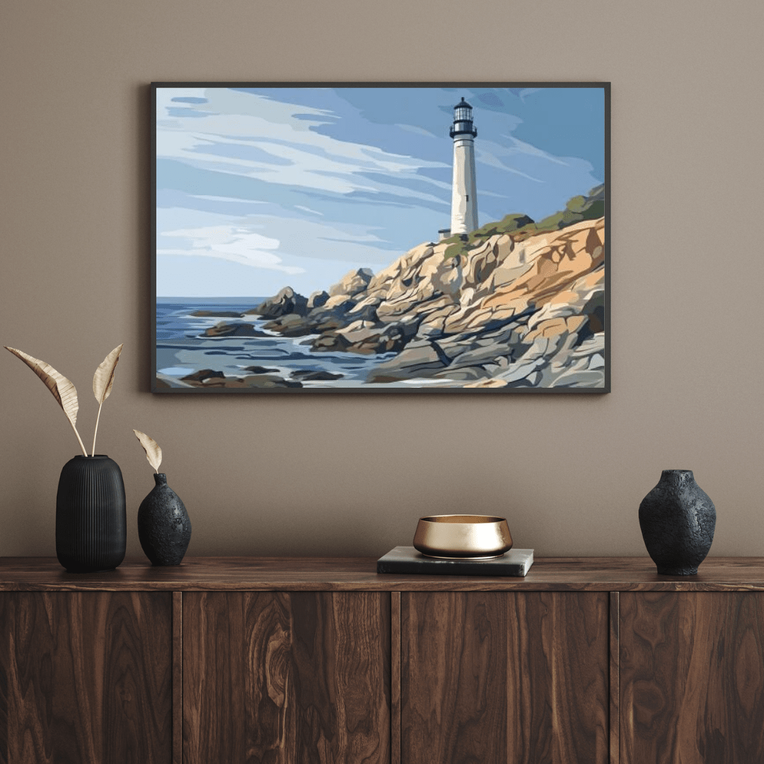 Coastal Lighthouse Vista - Seascape Wall Art - Aestheticanvas