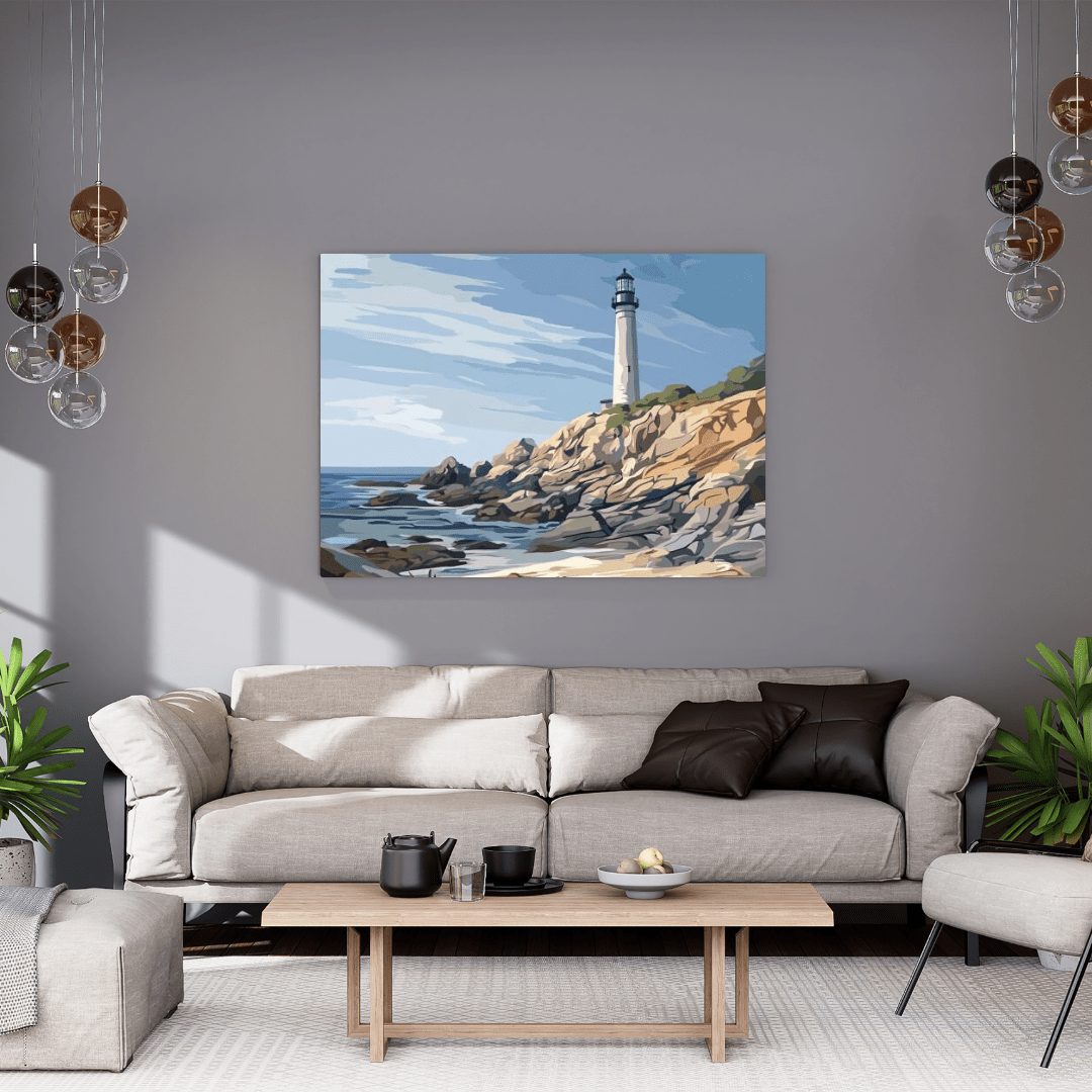 Coastal Lighthouse Vista - Seascape Wall Art - Aestheticanvas