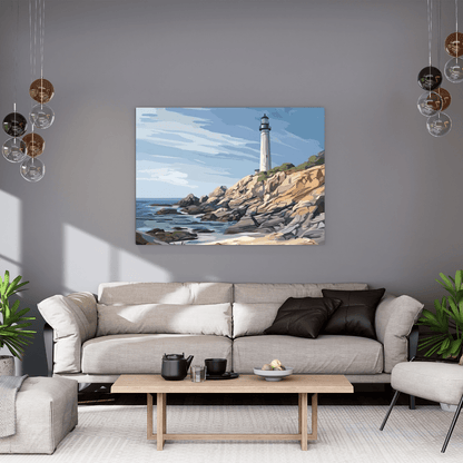 Coastal Lighthouse Vista - Seascape Wall Art - Aestheticanvas