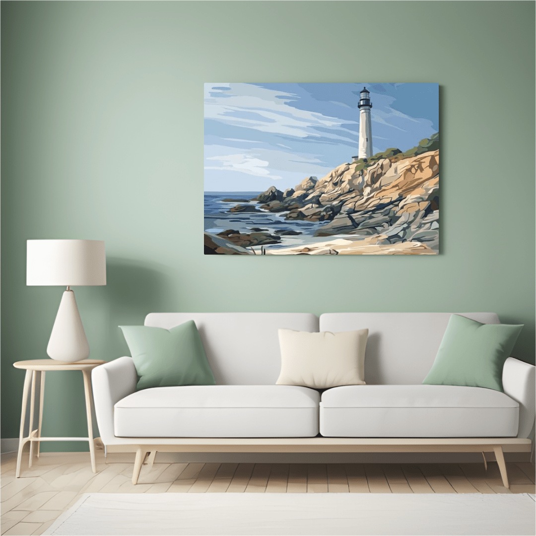 Coastal Lighthouse Vista - Seascape Wall Art - Aestheticanvas