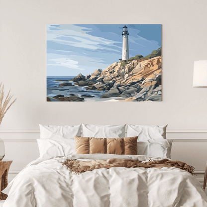 Coastal Lighthouse Vista - Seascape Wall Art - Aestheticanvas