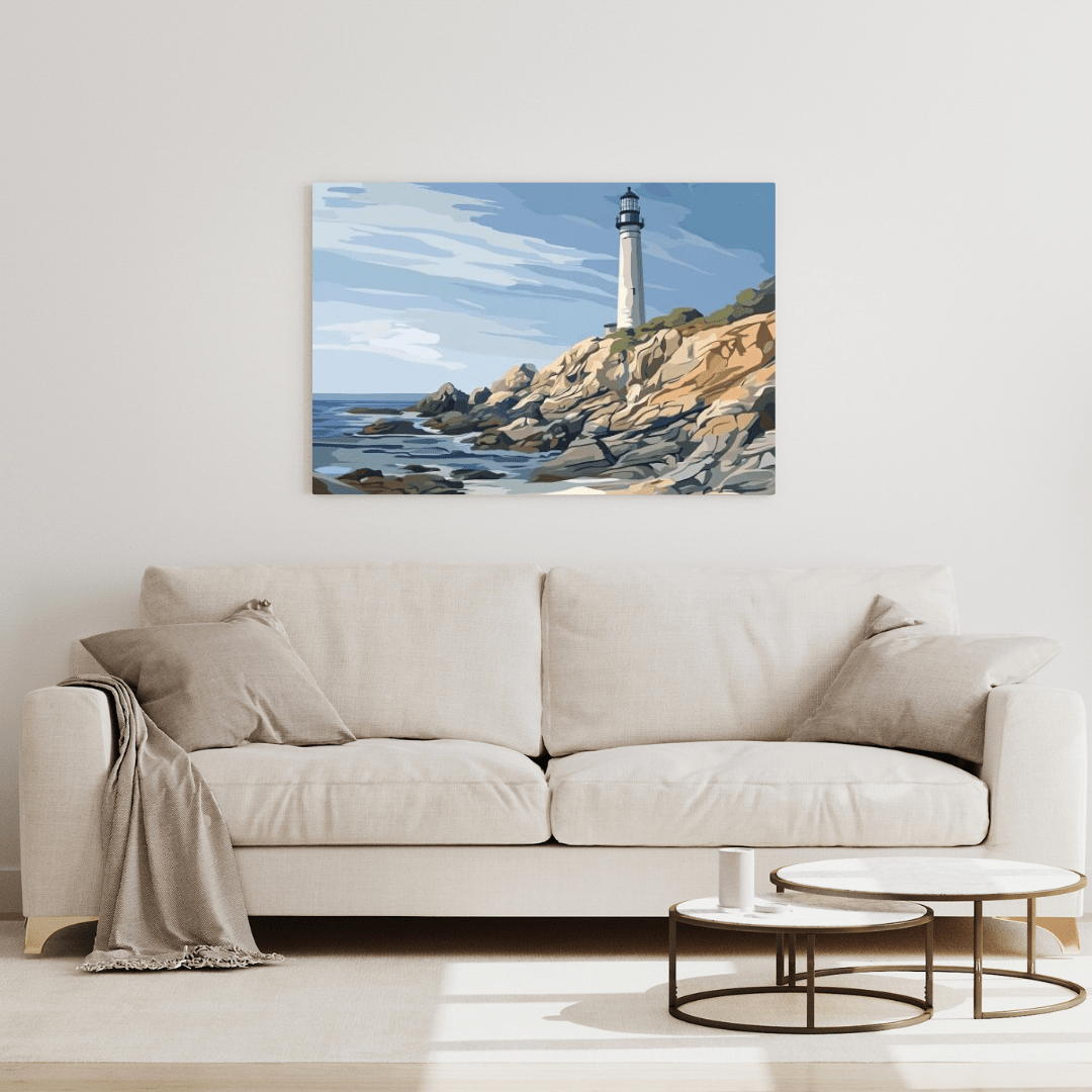 Coastal Lighthouse Vista - Seascape Wall Art - Aestheticanvas