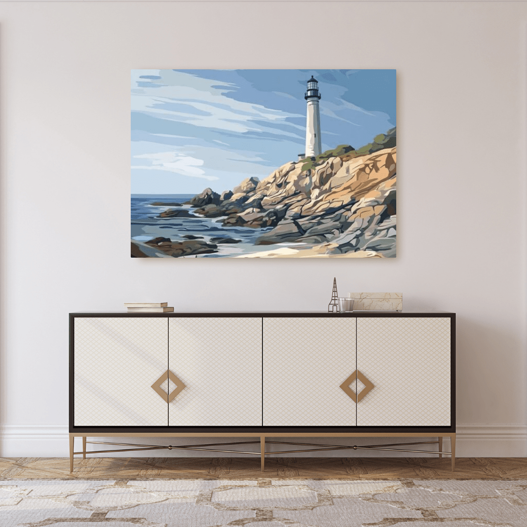 Coastal Lighthouse Vista - Seascape Wall Art - Aestheticanvas