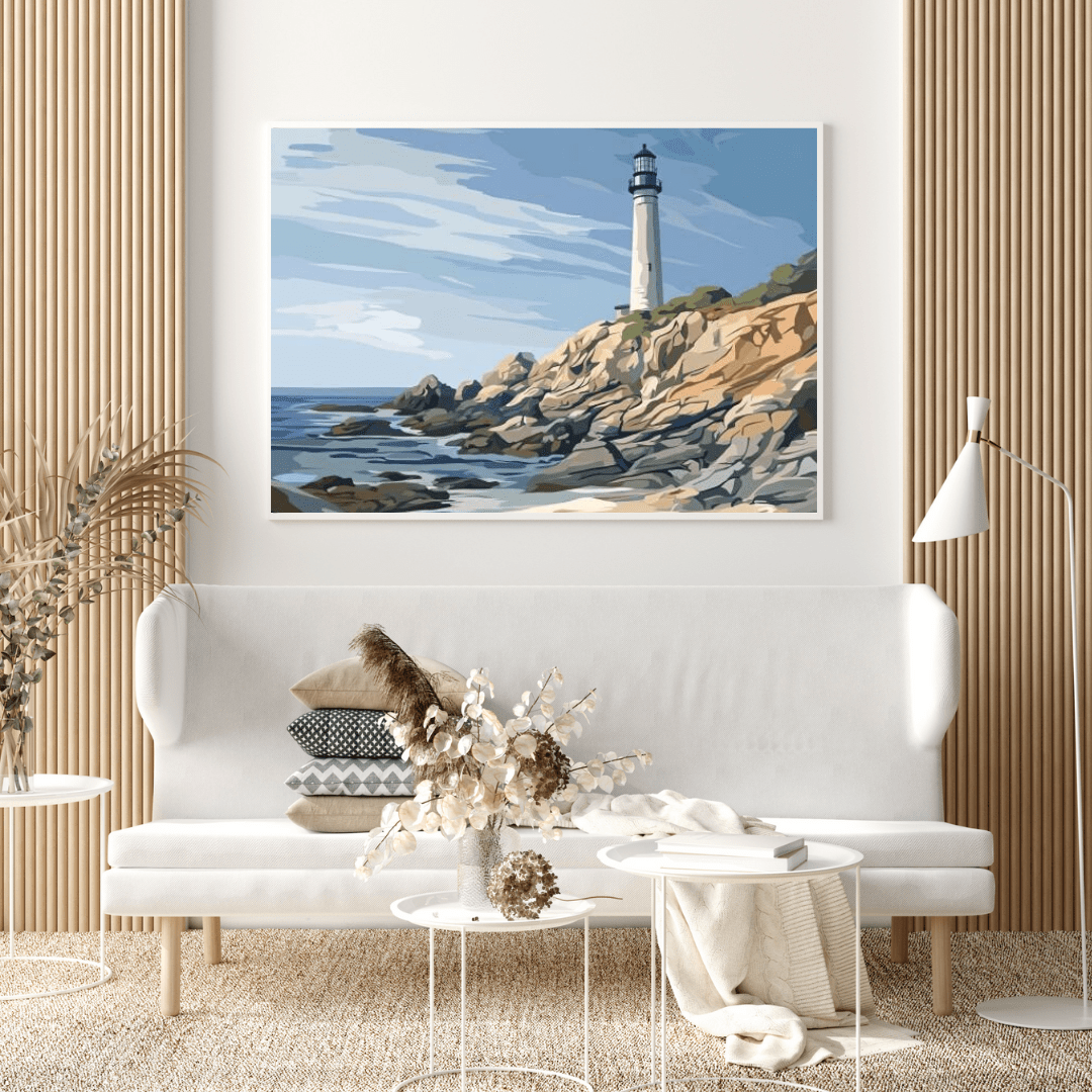 Coastal Lighthouse Vista - Seascape Wall Art - Aestheticanvas