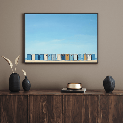 Coastal Serenity Beach Huts - Landscape Wall Art - Aestheticanvas