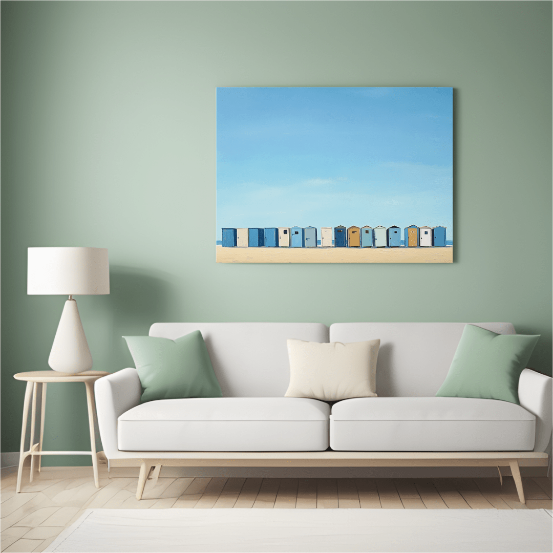 Coastal Serenity Beach Huts - Landscape Wall Art - Aestheticanvas