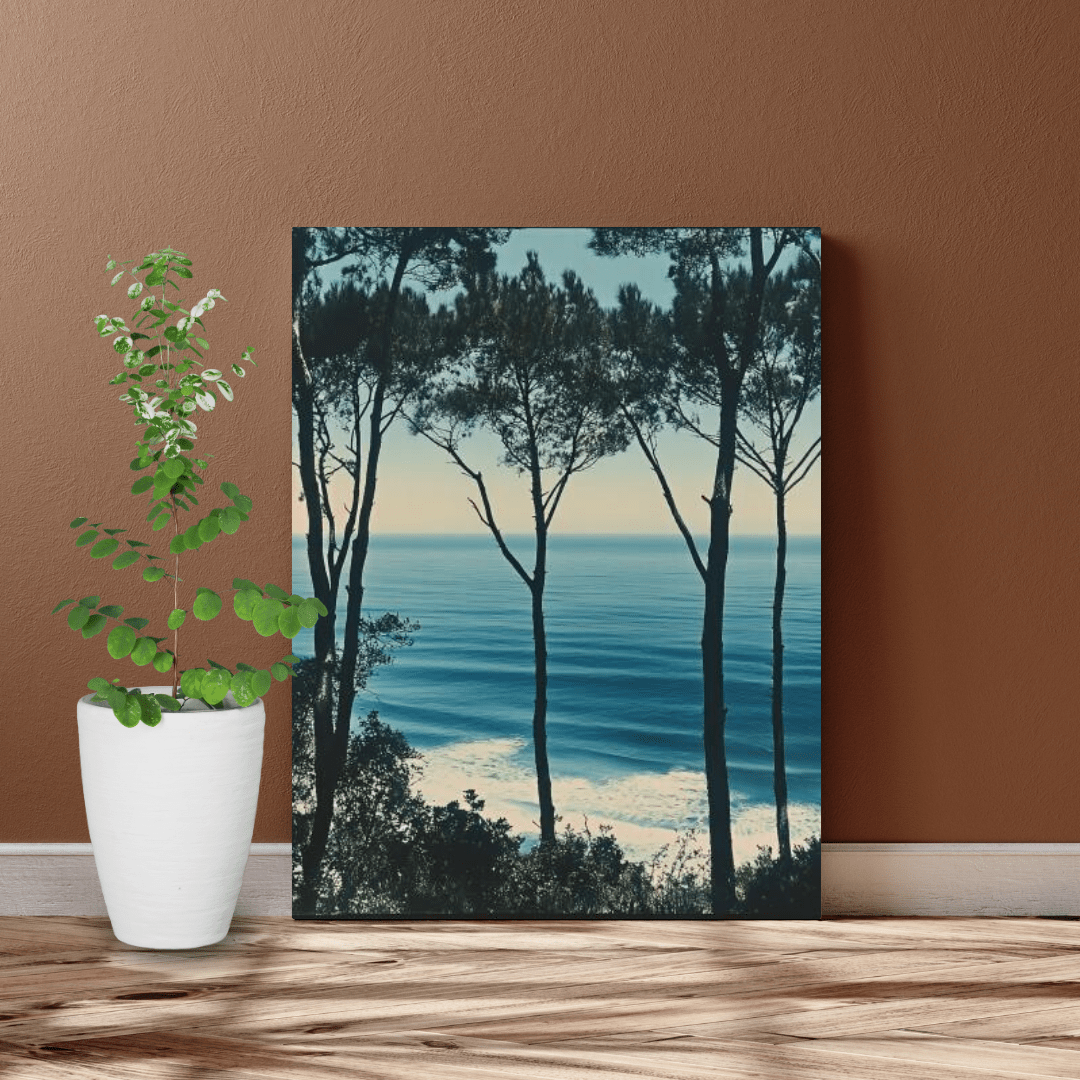 Coastal Trees Overlooking Ocean - Nature Wall Art - Aestheticanvas