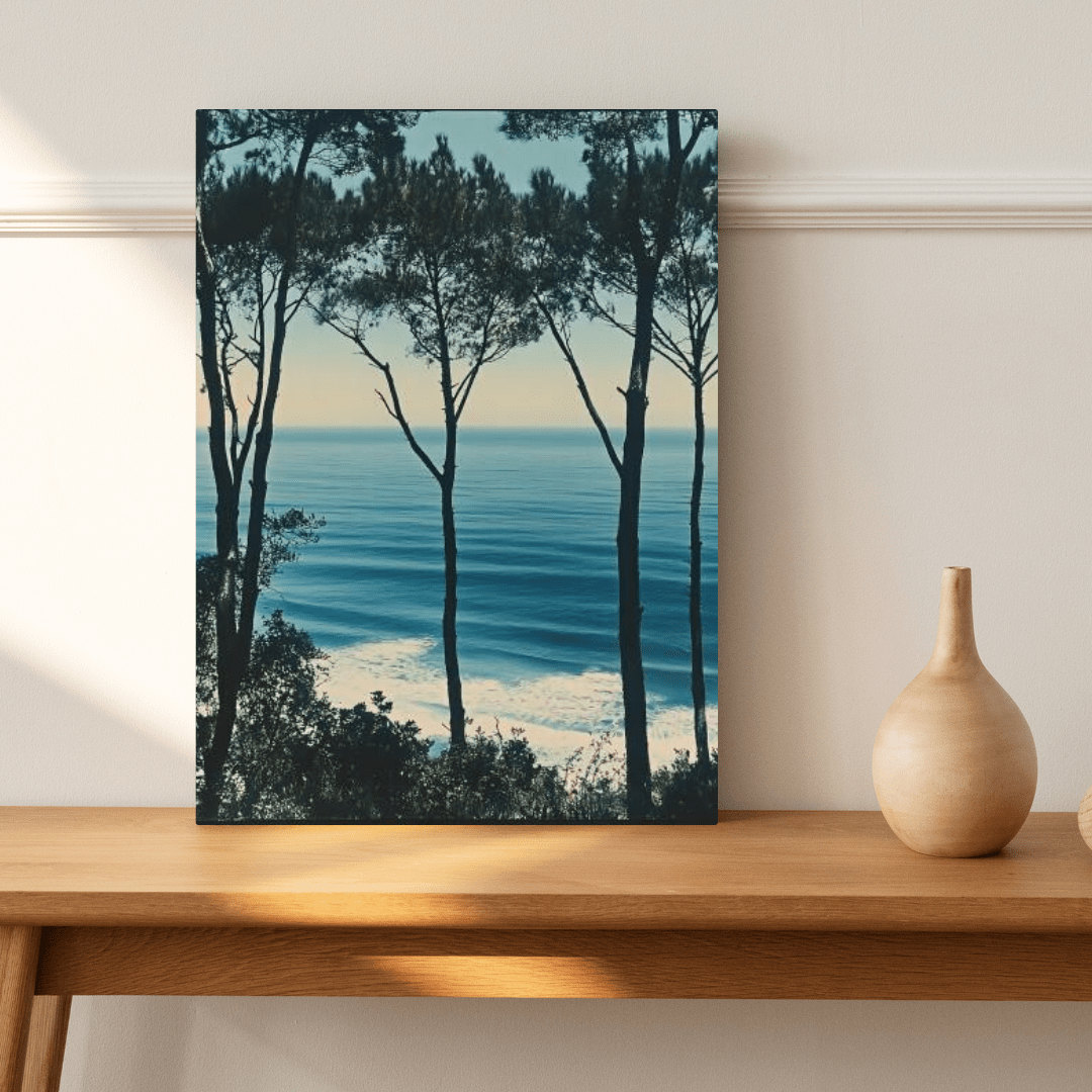 Coastal Trees Overlooking Ocean - Nature Wall Art - Aestheticanvas