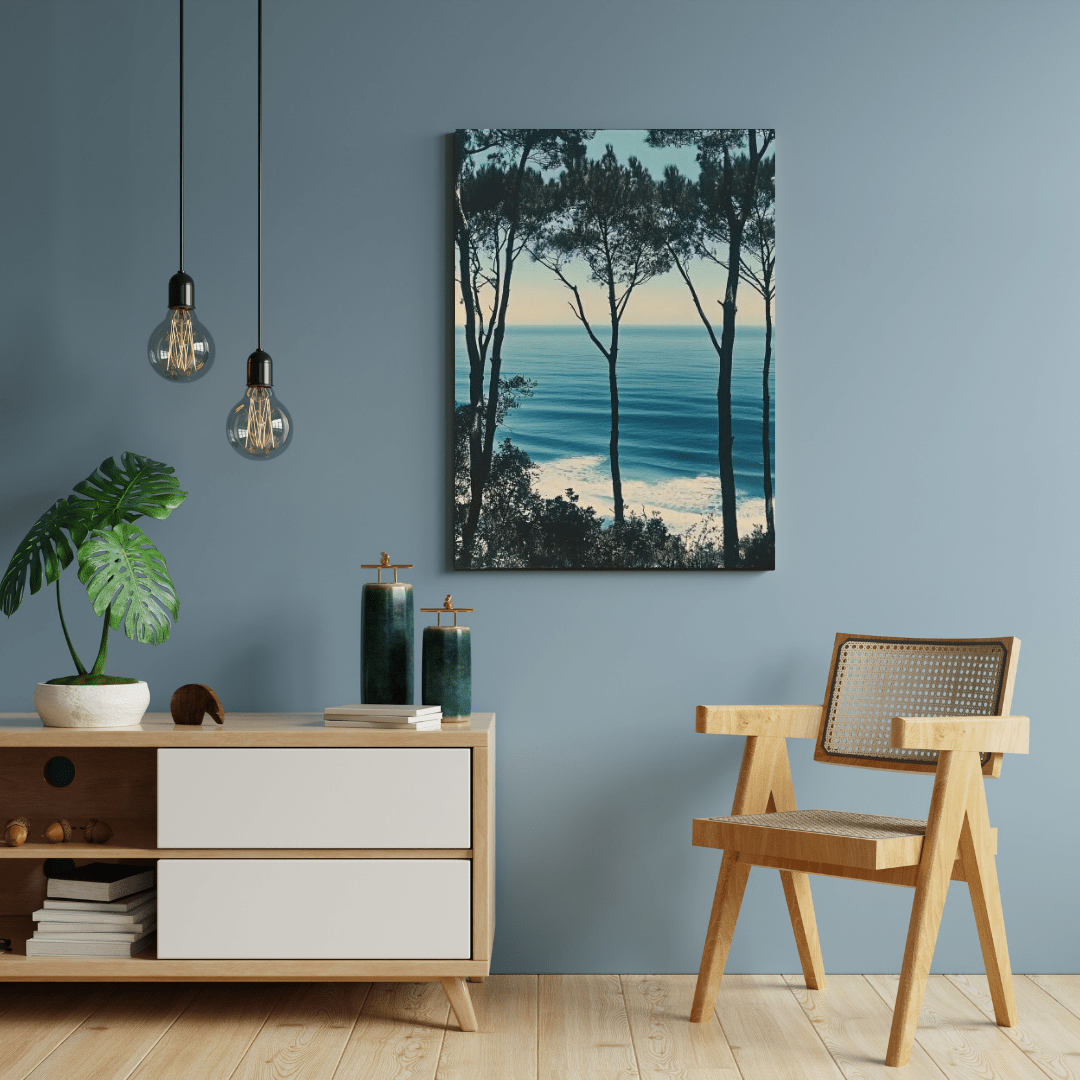 Coastal Trees Overlooking Ocean - Nature Wall Art - Aestheticanvas