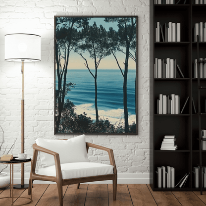 Coastal Trees Overlooking Ocean - Nature Wall Art - Aestheticanvas