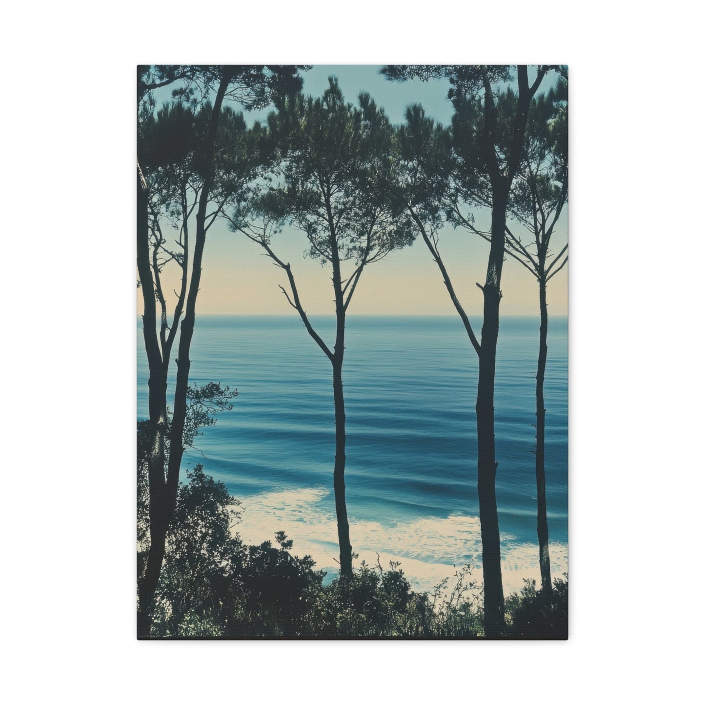 Coastal Trees Overlooking Ocean - Nature Wall Art - Aestheticanvas