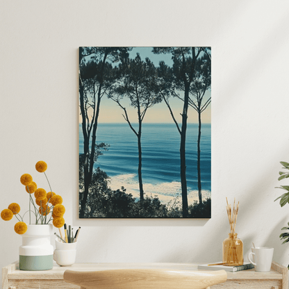 Coastal Trees Overlooking Ocean - Nature Wall Art - Aestheticanvas