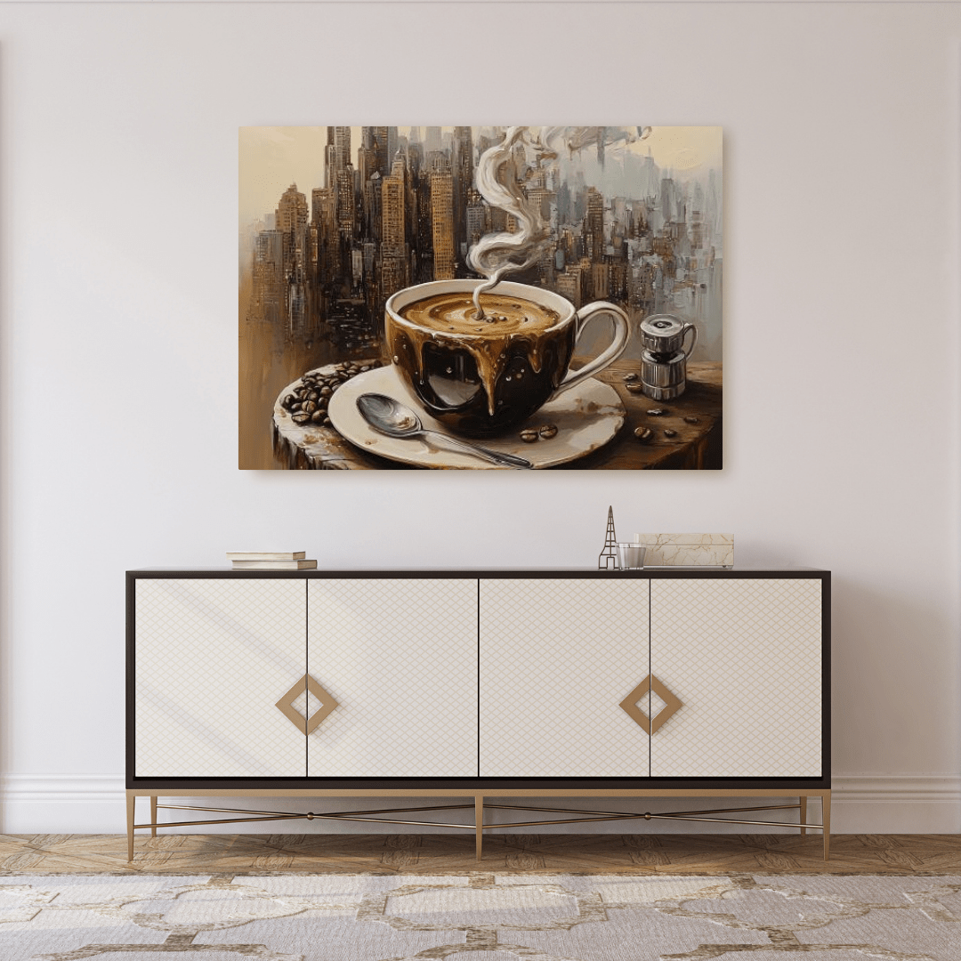 Coffee Dreams Urban Metropolis - Abstract Wall Art - Aestheticanvas