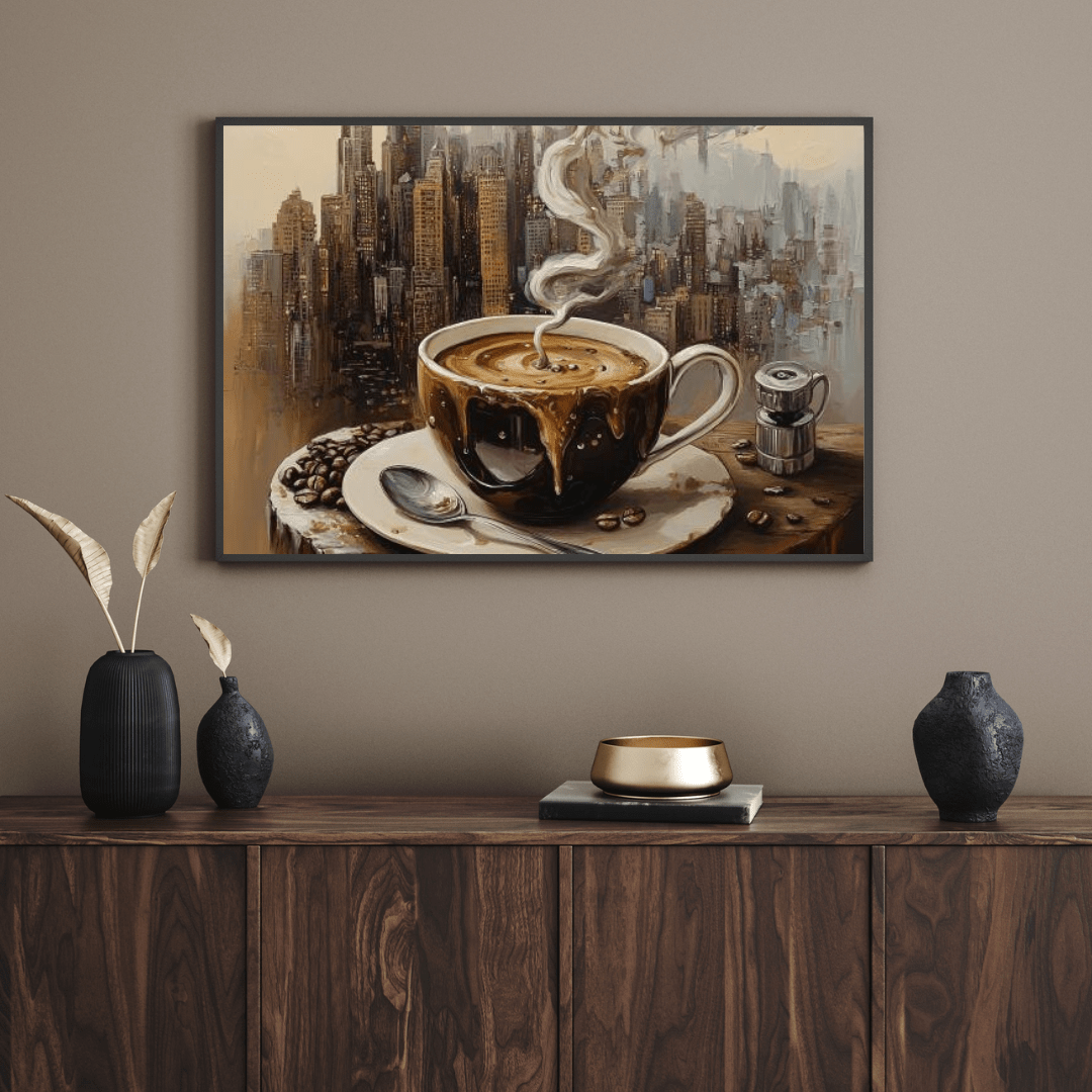 Coffee Dreams Urban Metropolis - Abstract Wall Art - Aestheticanvas