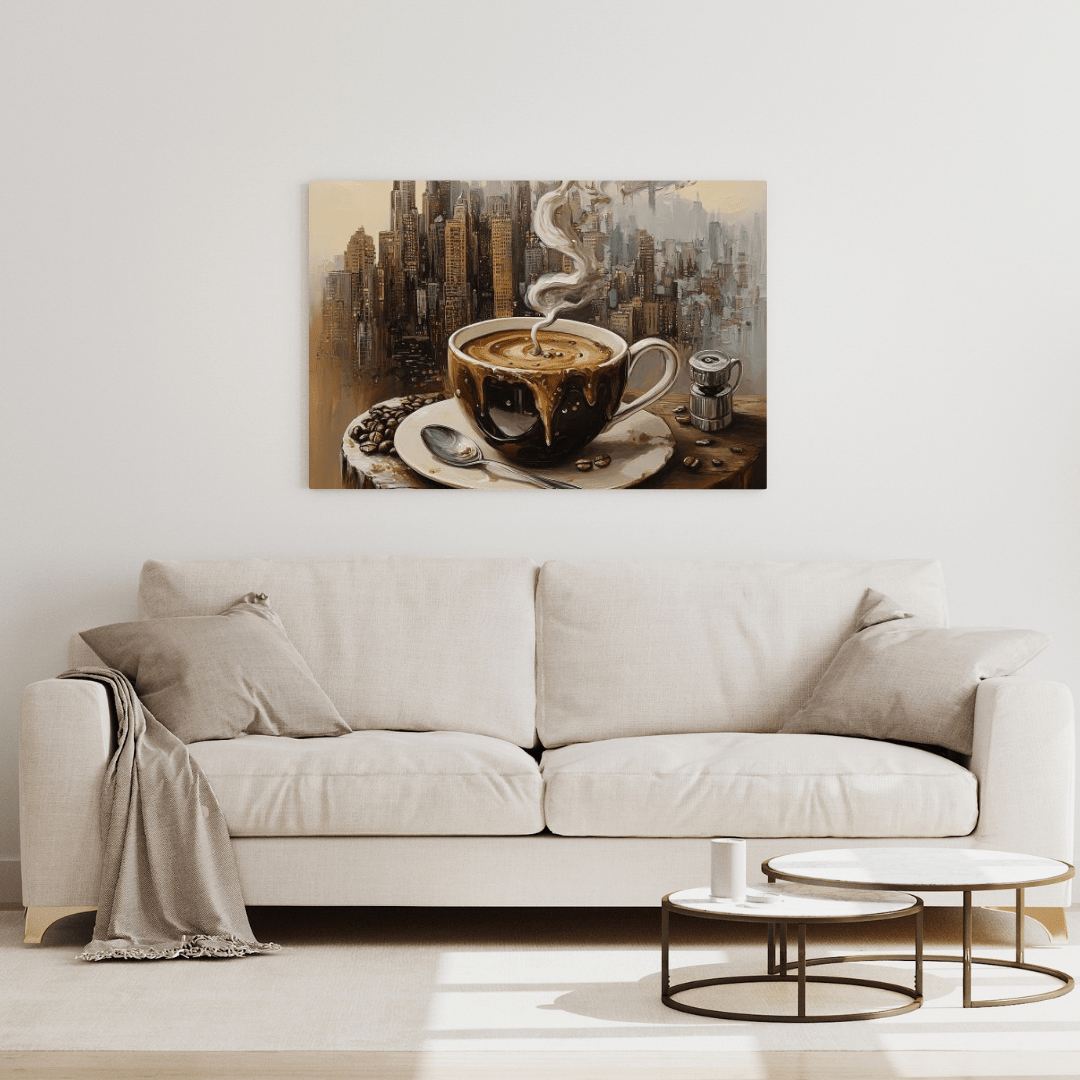 Coffee Dreams Urban Metropolis - Abstract Wall Art - Aestheticanvas