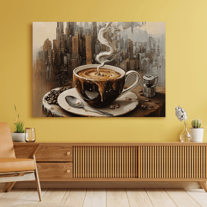 Coffee Dreams Urban Metropolis - Abstract Wall Art - Aestheticanvas