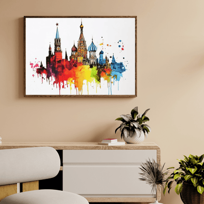 Colorful Moscow Skyline - Cityscape Wall Art - Aestheticanvas