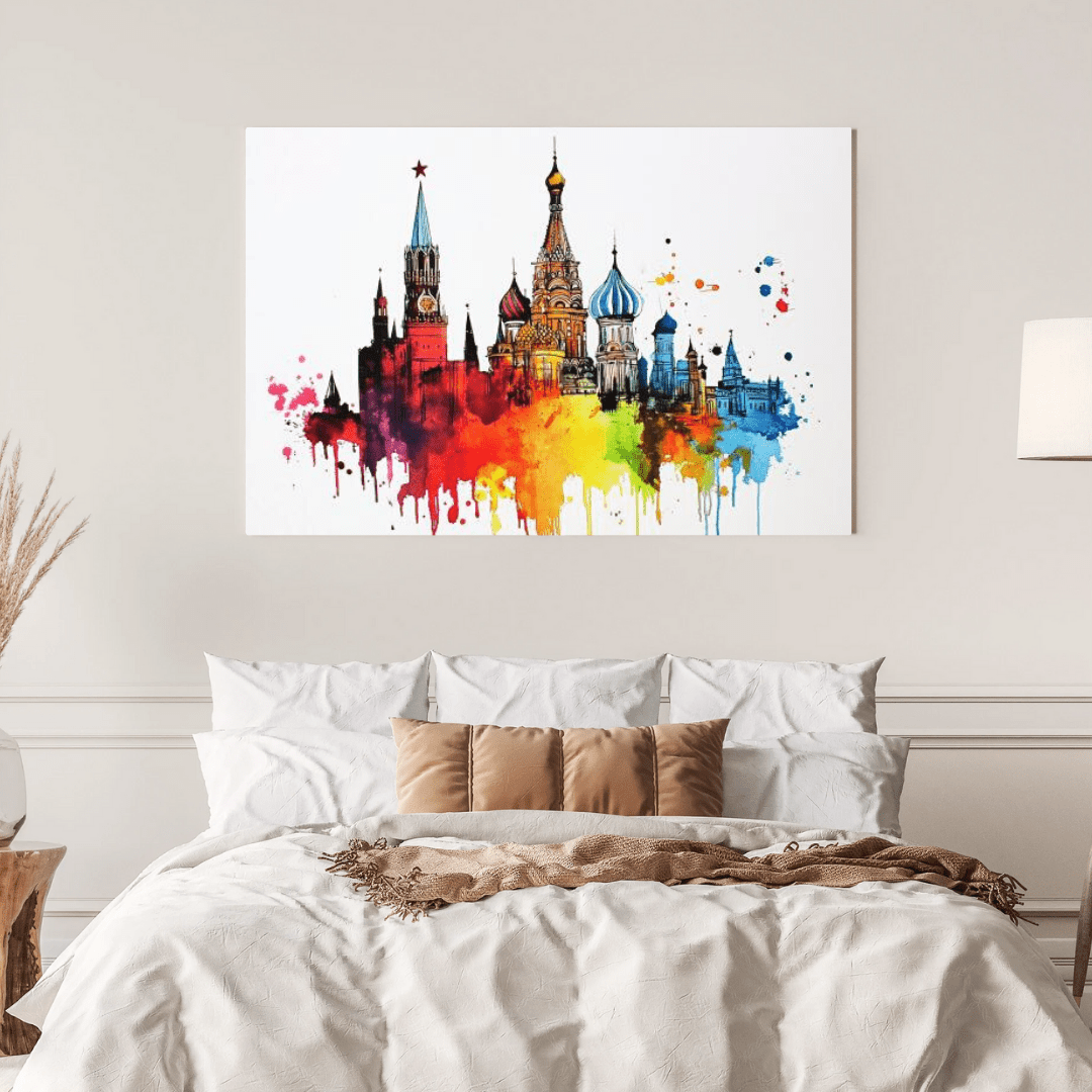 Colorful Moscow Skyline - Cityscape Wall Art - Aestheticanvas