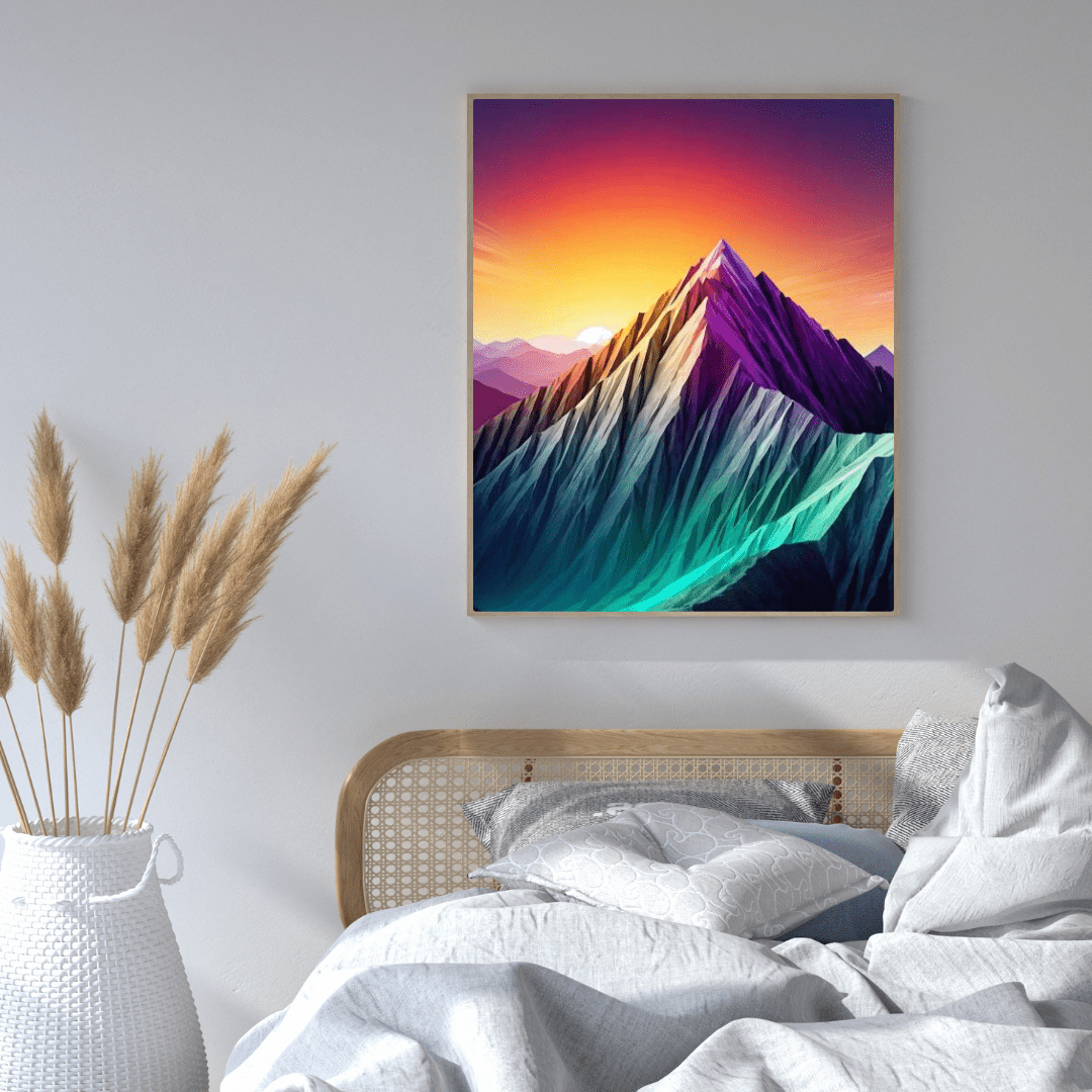 Colourful Minimalist Moutains - Wall Art - Aestheticanvas