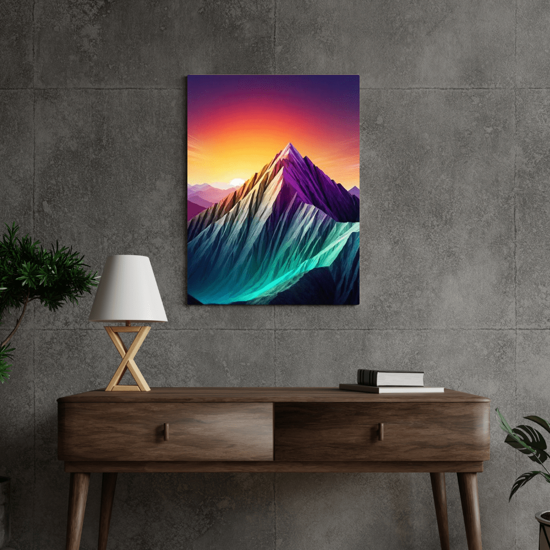 Colourful Minimalist Moutains - Wall Art - Aestheticanvas