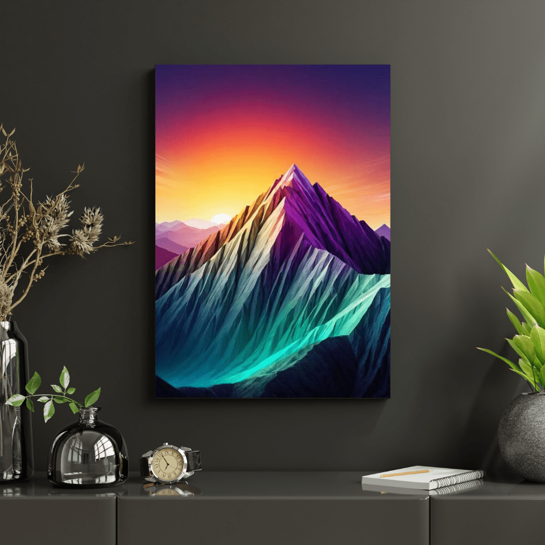 Colourful Minimalist Moutains - Wall Art - Aestheticanvas