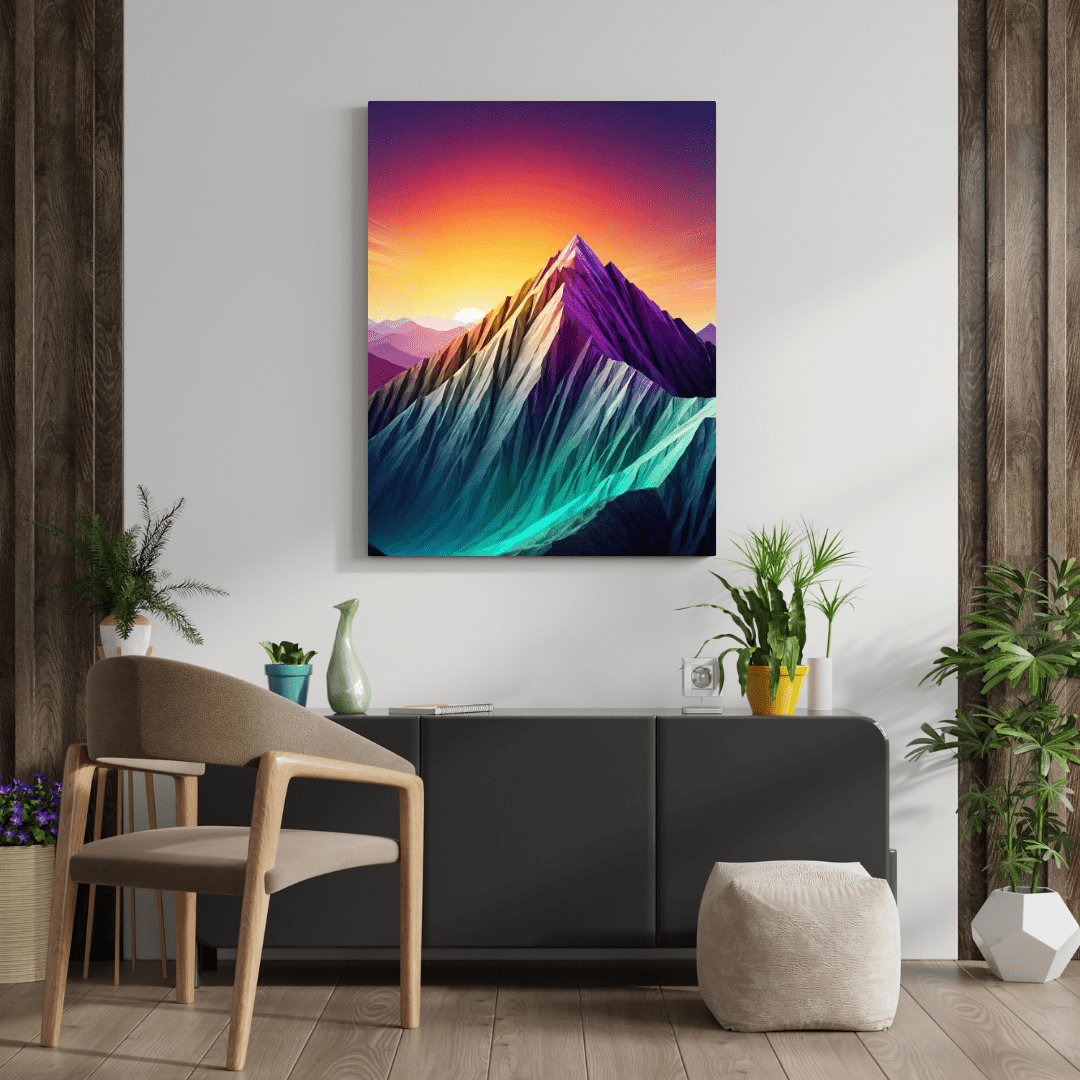 Colourful Minimalist Moutains - Wall Art - Aestheticanvas