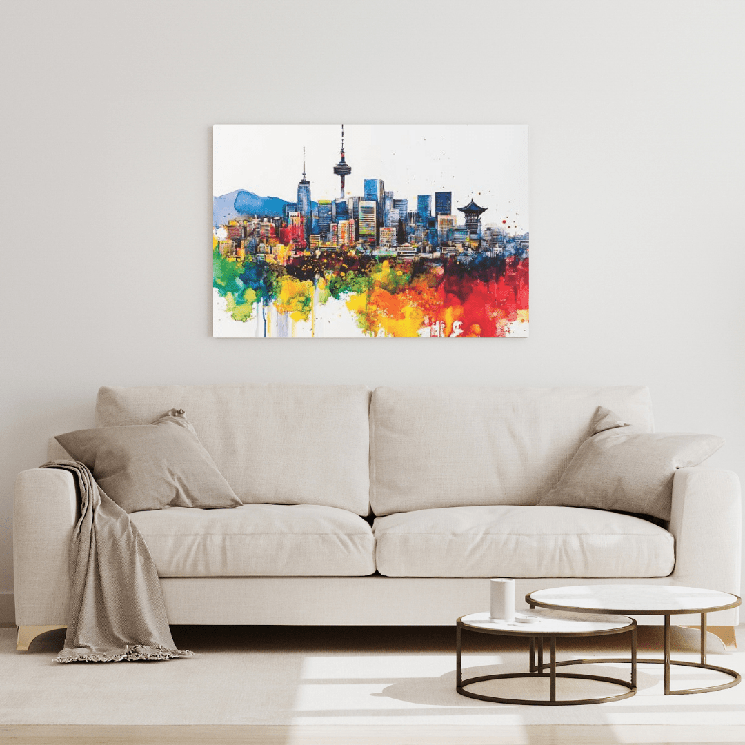 Colourful Seoul Skyline - Cityscape Wall Art - Aestheticanvas