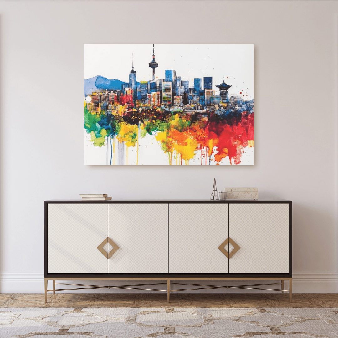 Colourful Seoul Skyline - Cityscape Wall Art - Aestheticanvas