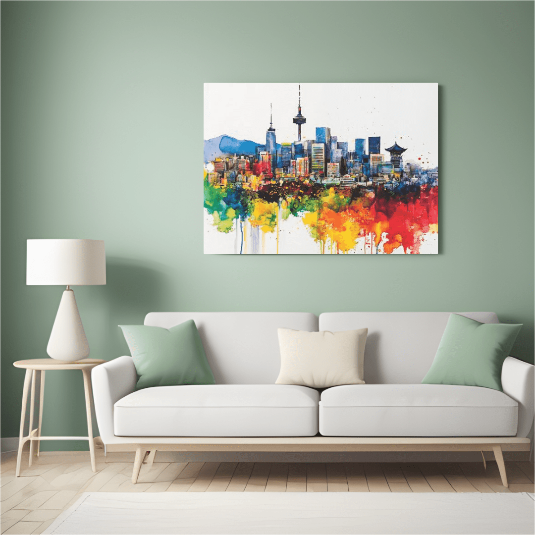 Colourful Seoul Skyline - Cityscape Wall Art - Aestheticanvas