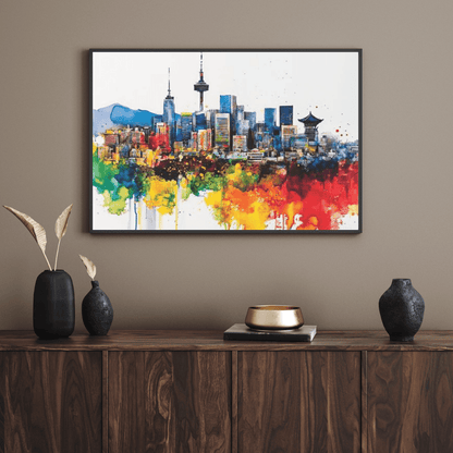 Colourful Seoul Skyline - Cityscape Wall Art - Aestheticanvas