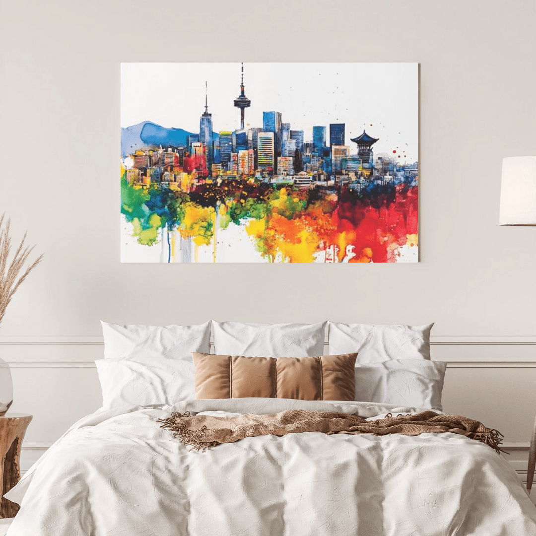 Colourful Seoul Skyline - Cityscape Wall Art - Aestheticanvas