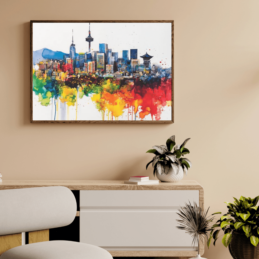 Colourful Seoul Skyline - Cityscape Wall Art - Aestheticanvas