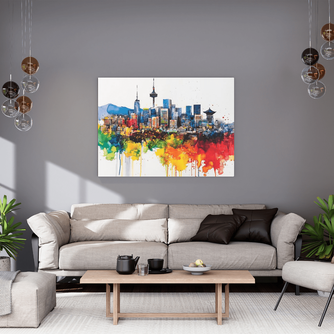 Colourful Seoul Skyline - Cityscape Wall Art - Aestheticanvas