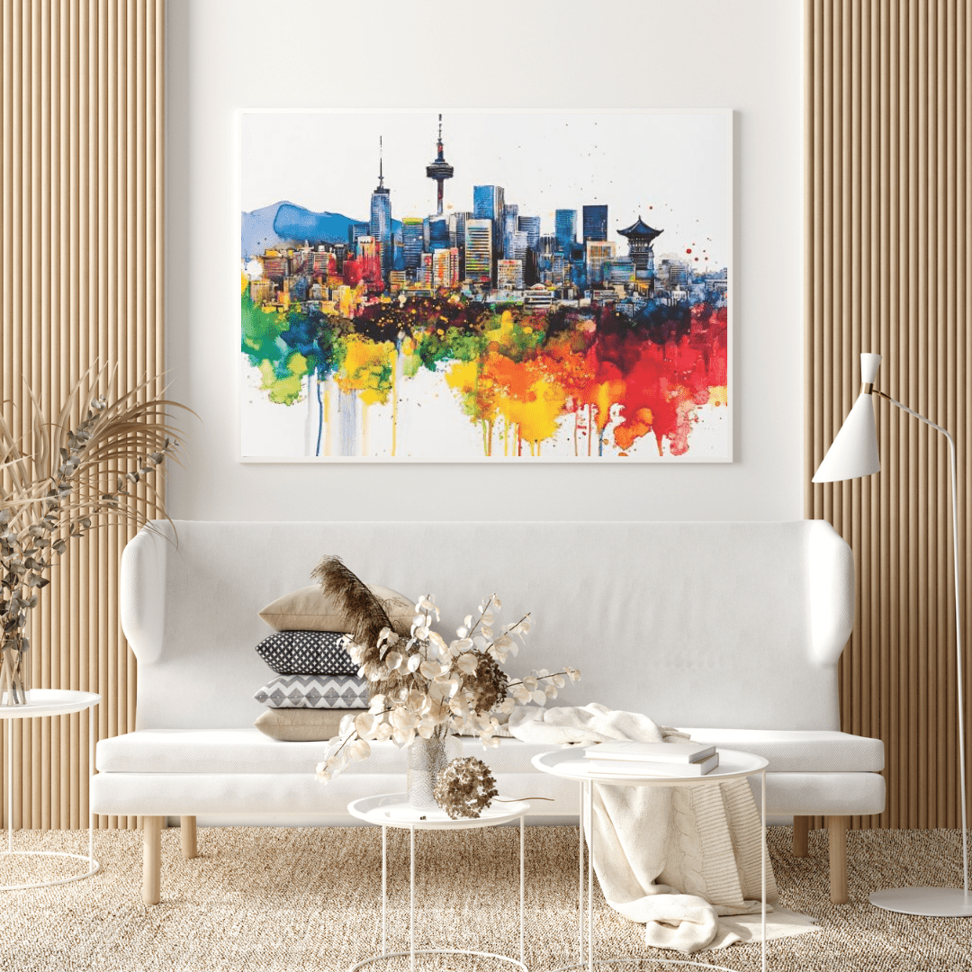 Colourful Seoul Skyline - Cityscape Wall Art - Aestheticanvas