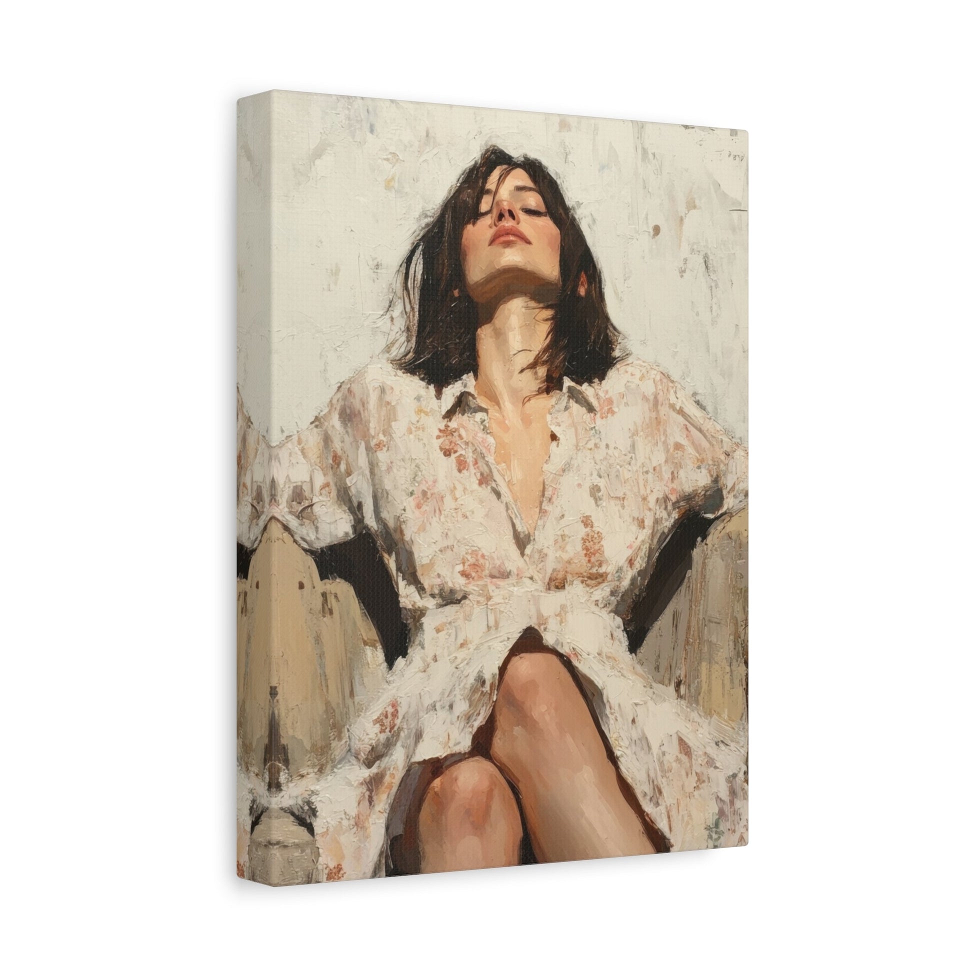 Contemplative Woman Relaxing - Portrait Wall Art - Aestheticanvas