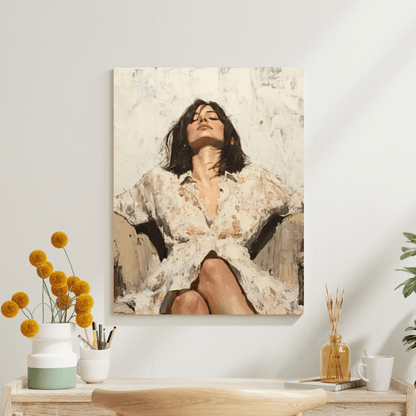 Contemplative Woman Relaxing - Portrait Wall Art - Aestheticanvas