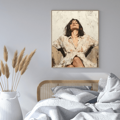 Contemplative Woman Relaxing - Portrait Wall Art - Aestheticanvas