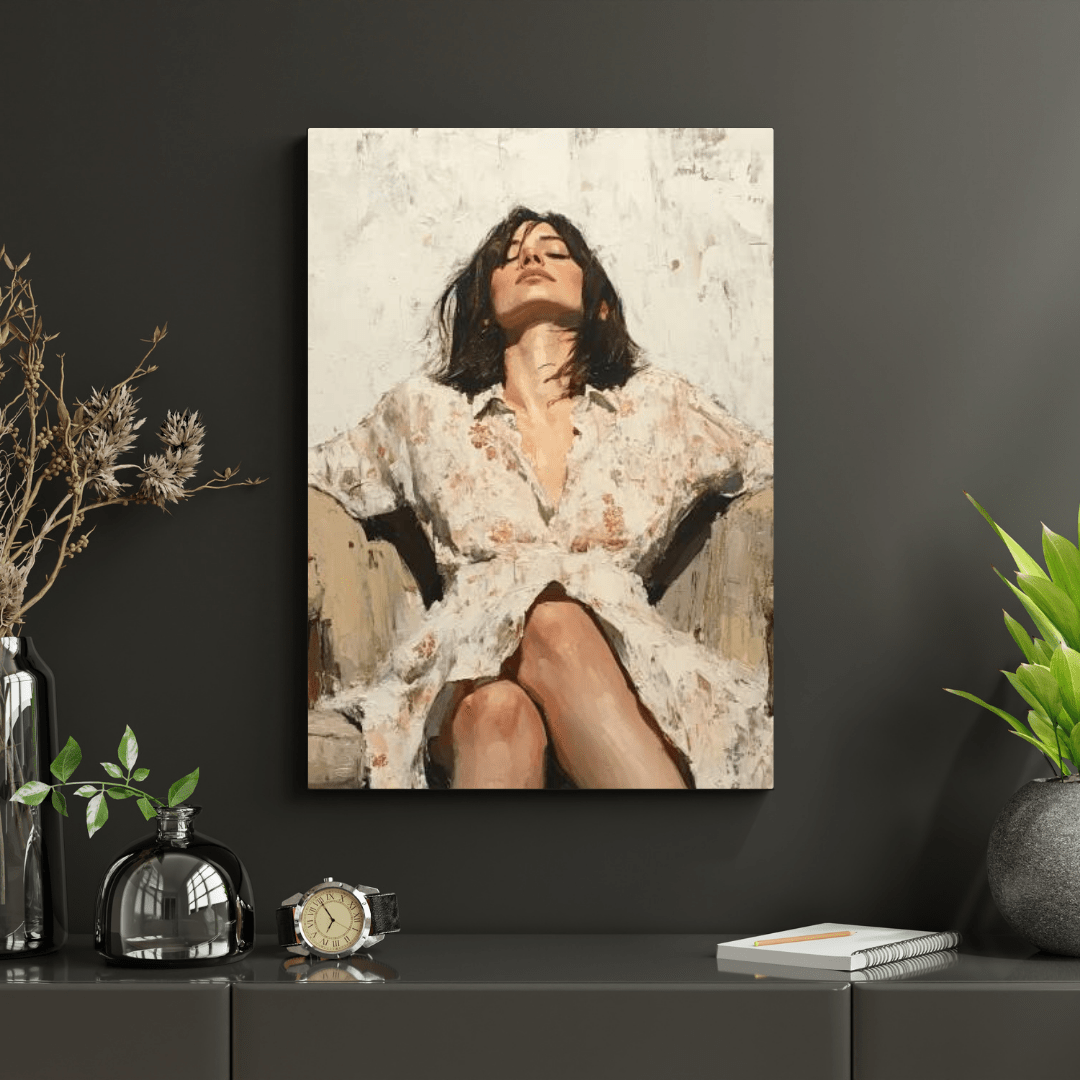 Contemplative Woman Relaxing - Portrait Wall Art - Aestheticanvas